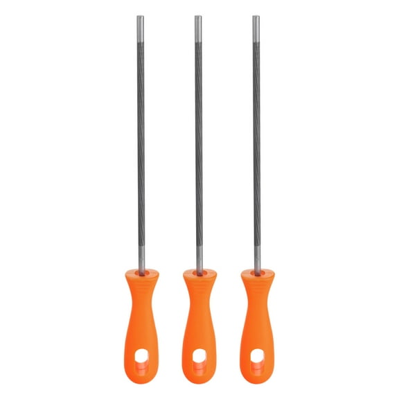 Uxcell 3pcs Chainsaw File 7/32"(5.5mm) Chrome Steel Double Cut Round Rasp with Plastic Handle for Chain Saw Polishing