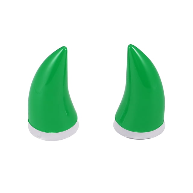 2 Piezas Coche Motocicleta Casco Toro Cuerno Estilo Decoración Oscuro Verde