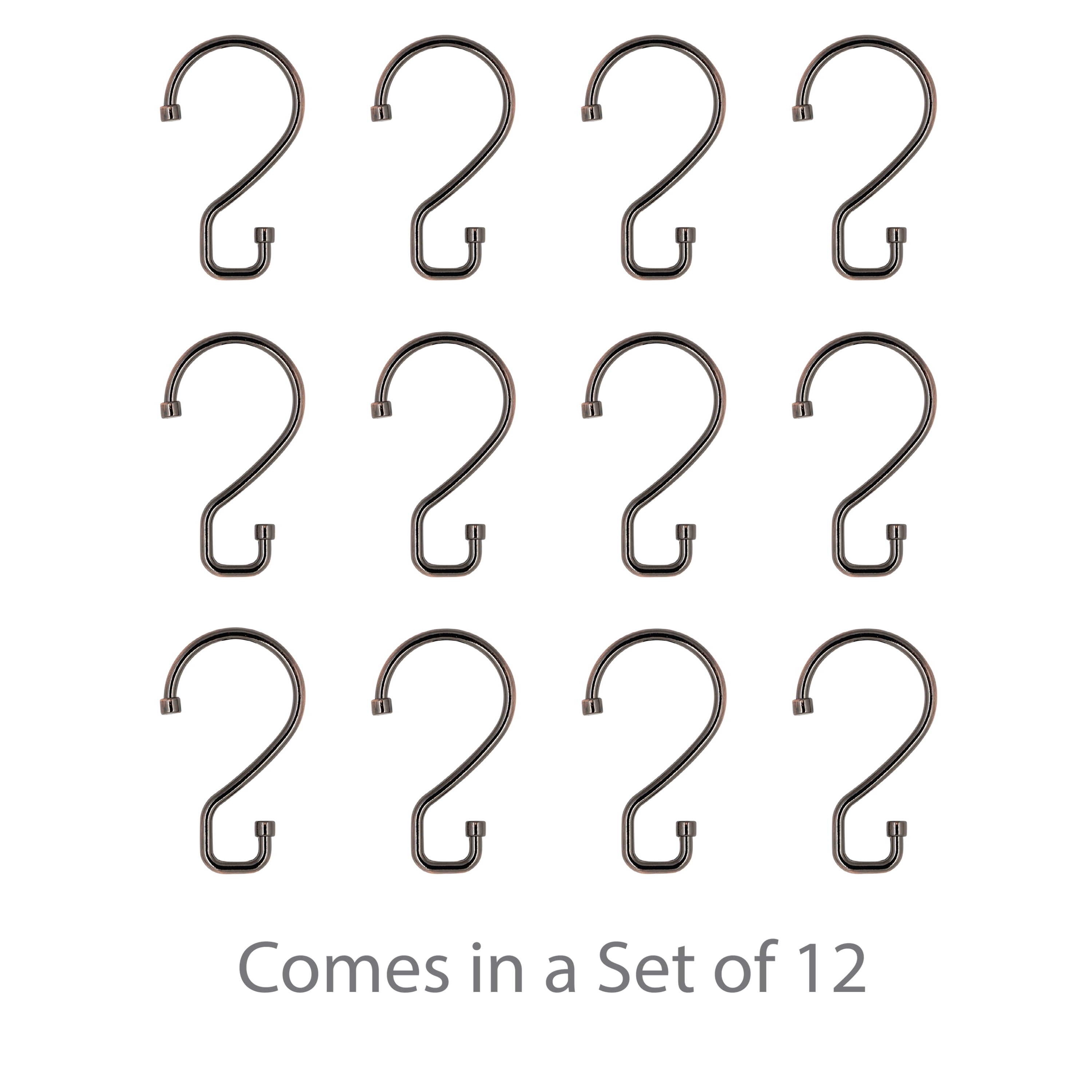 Bath Bliss Zinc Alloy Shower Curtain Rings, Bronze (12 Count)