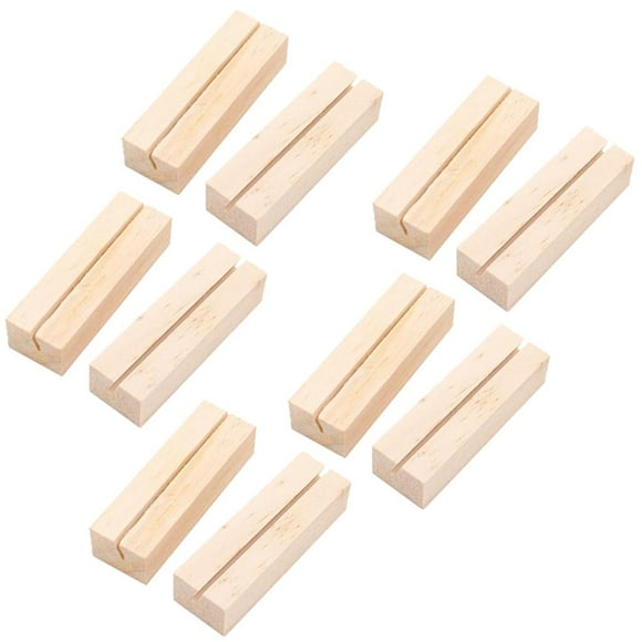 Wooden Table Numbers Holder 10 Pack - Clip Place Business Postcard Photo Picture Message Stand for Desk Tabletop Home Party Wedding , Rectangular