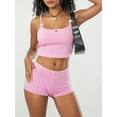 thumbnail image 6 of FEORJGP Women's Summer Clothes Sleeveless Camisole Cropped Vest Mini Bow Contrast Trim Cami Tops with Shorts Set Ladies Casual Cute 2Pcs Outfits Streetwear, 6 of 9