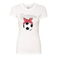 thumbnail image 2 of Wild Bobby, Cute Soccer Mom Ribbon Soccer Ball Gift Sports, Mother's Day, Women Slim Fit Junior Tee, White, Large, 2 of 3