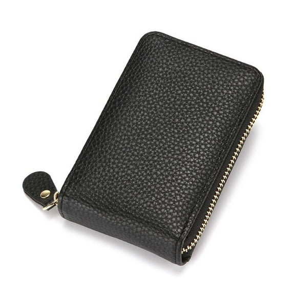 RFID Blocking Bank Card Bag ID Card cover Coin Bag Credit Card Clip Name Cards Case Business Card Holder Men Wallet Zipper Wallet BLACK