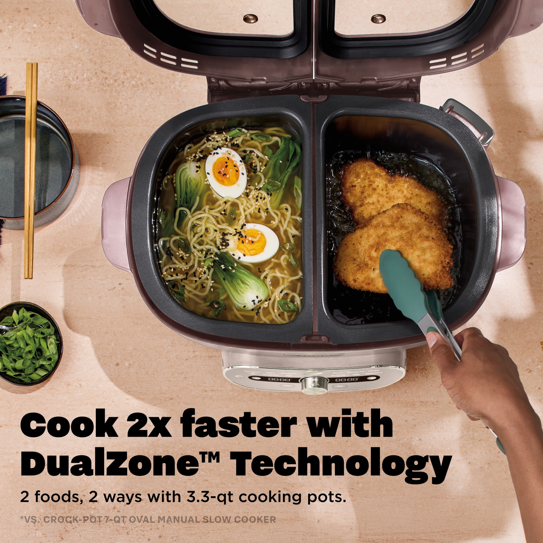 Ninja MultiPot XL 12-in-1 Multicooker with DualZone Technology, Cook 2 Meals At Once, Feeds 8, Slow Cook, Sear, Bake, Rice, Pasta, Hot Pot, 1500W, Vista Green MZ1001GN7