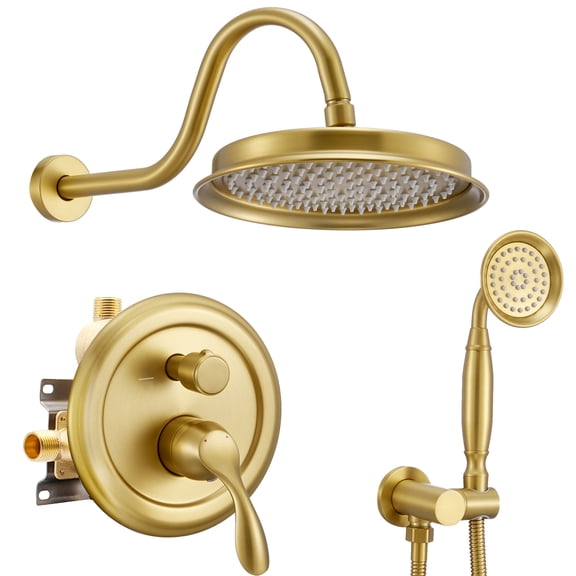 Antique 2 Shower Functions Shower System Combo Wall Mount Rainfall Shower Head with Handheld Shower Spray