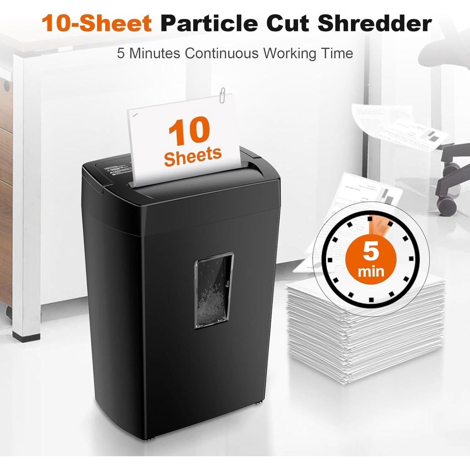 Bonsaii Paper Shredder 18-Sheet Cross Cut with Wastebasket