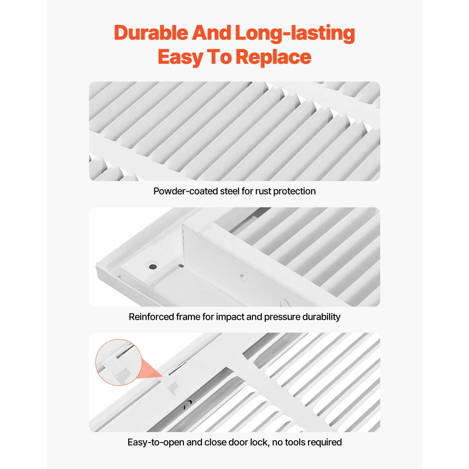 KFFKFF Air Filter Grill, Suitable for W20 x H30 Inch Duct Aperture, Filter Excluded, Wall Air Vent Cover, Powder-Finished Steel Air Return Grill with Removable Face/Door for 1 inch Filters
