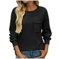 thumbnail image 1 of SNKSDGM Chandail Court à Manches Longues pour Femmes T-Shirts à Manches Longues pour Femmes Ample Chandail à Manches Longues Décontracté Uni à Col Rond Tricoté Ample Chandail à Enfiler Haut L, 1 of 4