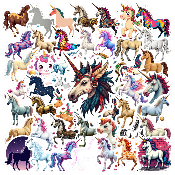 cartoon Unicorn Theme Stickers, Waterproof Unicorn Theme Sticker for Water Bottle Laptop Phone Cases Planner Skateboard Luggage Helmet Party Favor Decor, Ideal for Adults Teens Teacher Rewards