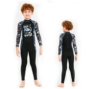 Kids Wetsuit Simple Comfortable Long Sleeve Surfing Clothes Sun Resistant Kid Swim Clothing Swimming Wear for Boys Girls Wearing Black, Girl M