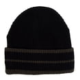 thumbnail image 2 of Black/Charcoa 2 Line Plush Fleece Lined Men's Cap -Heavy Duty Winter Outdoor Beanie Hat, 2 of 2