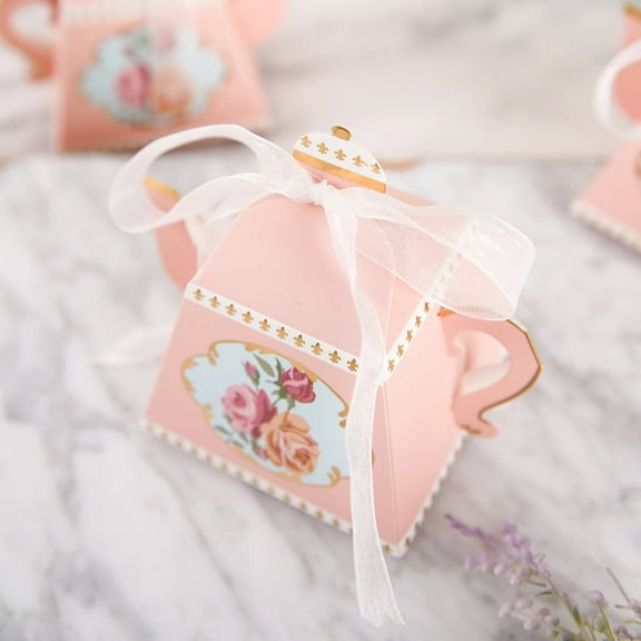 BalsaCircle 25 Mini Teapot 4" Dusty Rose Party Favor Boxes Ribbons Wedding Party Decorations