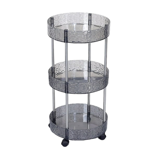 Carrito de almacenamiento redondo con ruedas de 3 niveles, organizador de plástico transparente para cocina, baño y sala de estar, estante multicapa con ruedas, carrito portátil para un almacenamient