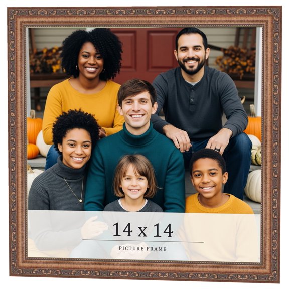 14x14 Frame Gold Solid Wood Picture Frame Width 1.25 Inches | Interior Frame Depth 0.375 Inches |