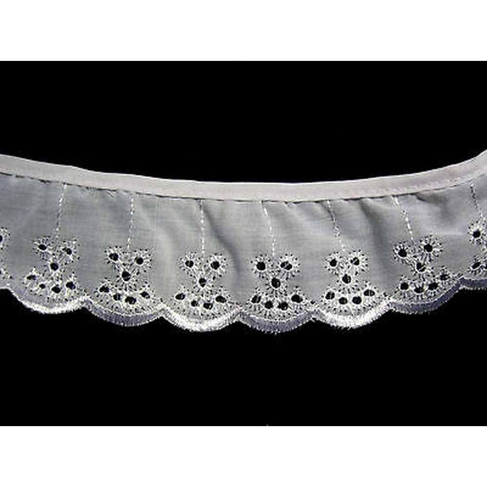 Kiddo 2" White Gathered Ruffled Cotton Eyelet Lace Trim Crafts Sewing
