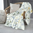 thumbnail image 3 of Blue Yellow Flower Floral Blanket, Soft Blankets Flannel Bed Throw Cozy Lightweight Plush Gifts for Women Girls Sofa Couch Bedroom Living Rooms Warm All Season, Home Decor, 60"x50", 3 of 6
