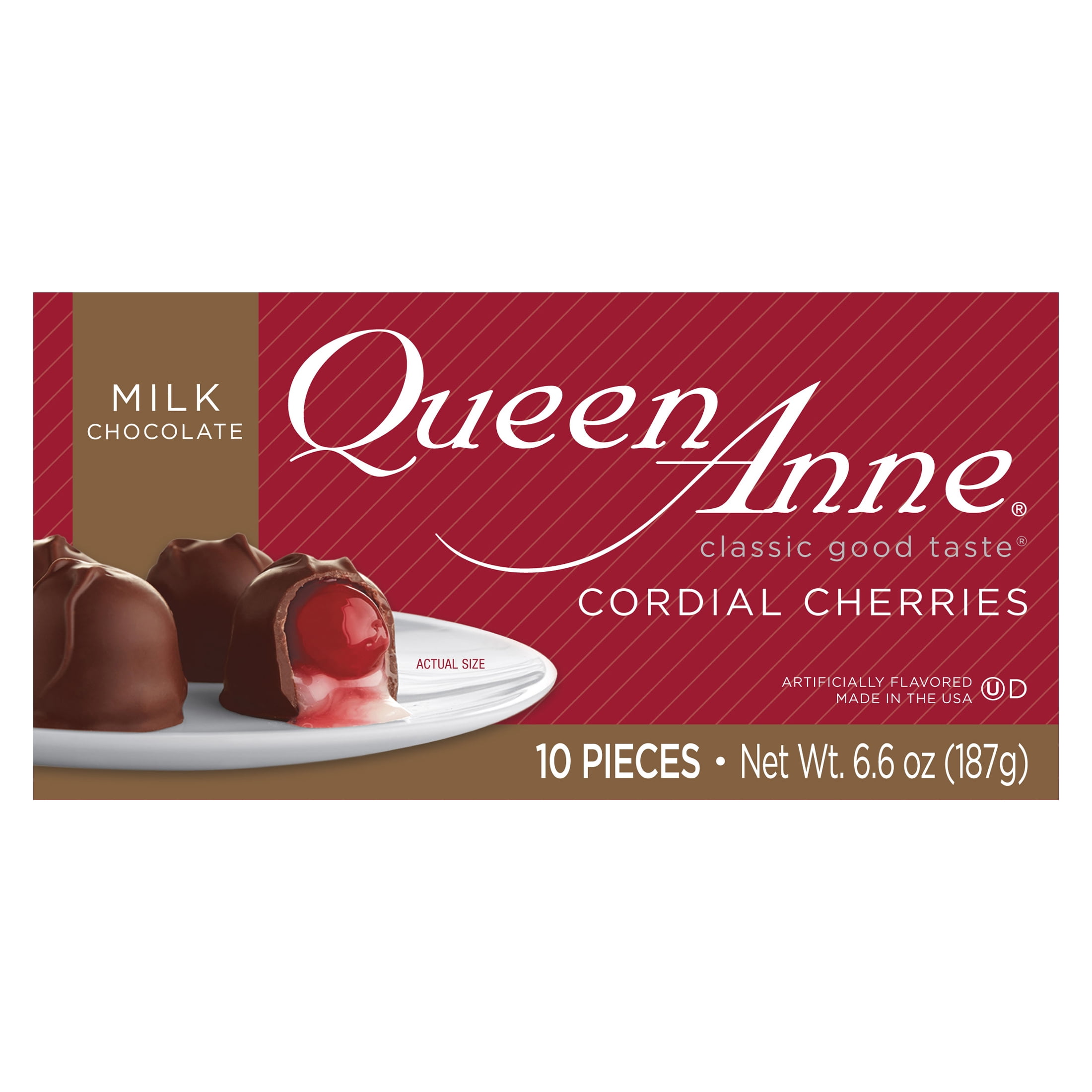 (2 pack) Queen Anne Milk Chocolate Cordial Cherries, 6.6 oz Box, 10 Pieces