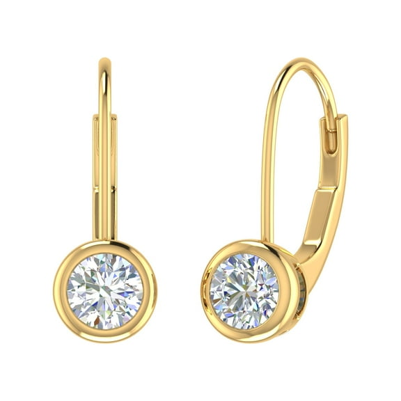 0.66 Carat Diamond Lever-back Drop Earrings in 14K Yellow Gold - IGI Certified