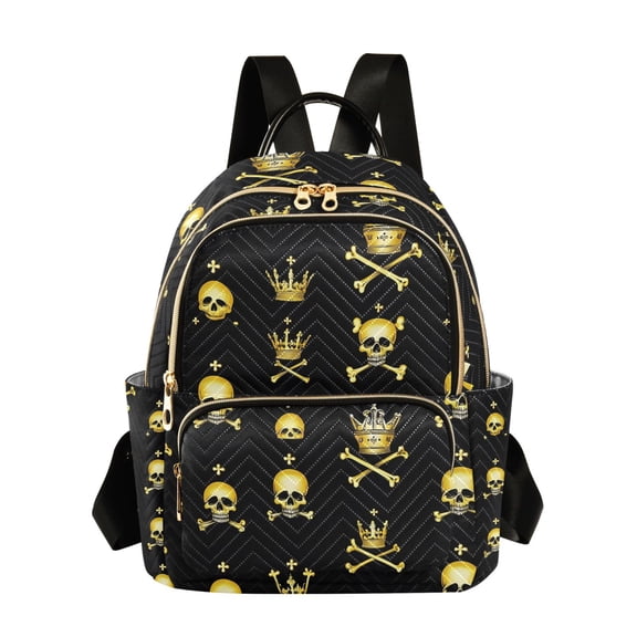 ALAZA Gold Skull Womens Travel Laptop Backpack Large Daypack Ladies Shoulder Bags S