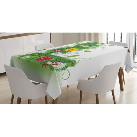 

Letter L Tablecloth Alphabet Capital L Design Daisies Wildflowers Other Plant Life Animal Fun Rectangular Table Cover for Dining Room Kitchen 60 X 84 Inches Green Multicolor by Ambesonne
