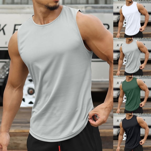 BXINGOHAI Mens T-Shirts Short Sleeve Tank Top for Men Mens Summer Beach Tank Top Casual Breathable Sleeveless Top Loose Tank Top Man Shirt Today Black,L