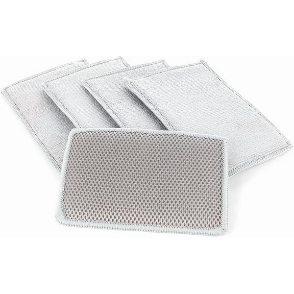 The Rag Company - Jersey Bug Scrubber Pads - Pearl Weave , 4in x 6in, Ice Grey, 5-Pack