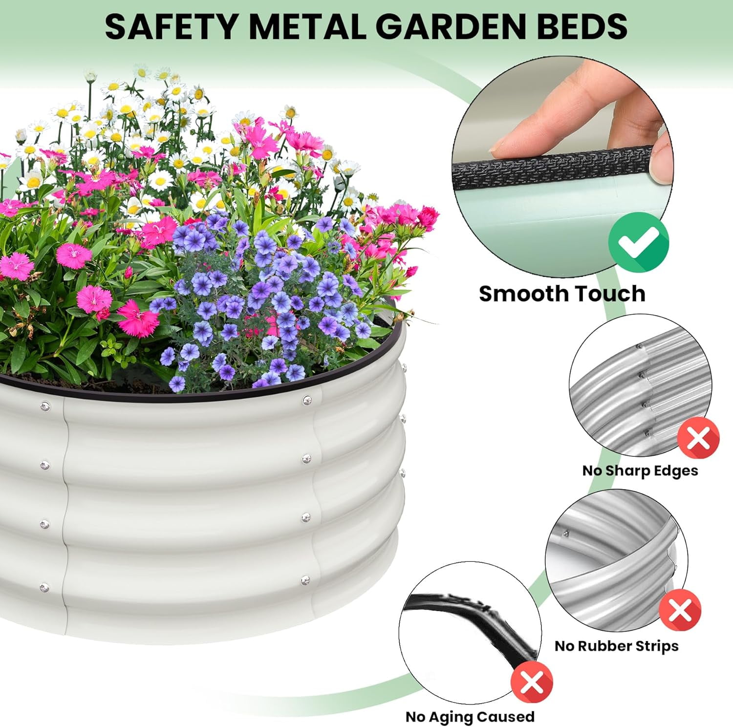 EastVita Raised Garden Beds Outdoor,2 Pack 2x2x1 FT Galvanized Raised Garden Bed for Gardening, Round Metal Planter Box for Planting Plants Vegetables and Flower