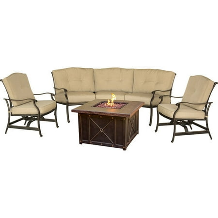 Cambridge Outdoor Concord 4-Piece Conversation Set with Durastone Fire Pit
