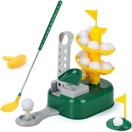 CEDQ Kids Golf Club Set,Boy Girls Outdoor Sport Toy Age 3-5, Toddler Indoor Golf Ball Game, Child Active Exercise Yard Play,Retractable Clubs & 2 Heads,Birthday Gifts for 4 6 7 8 Year Olds Children