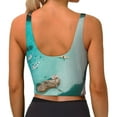thumbnail image 4 of Picia Turquoise Beach Kayaking Sports Bra for Women,Padded Strappy Sports Bras Medium Support Yoga Bra with Removable Cups,Running Yoga Bra-Medium, 4 of 9