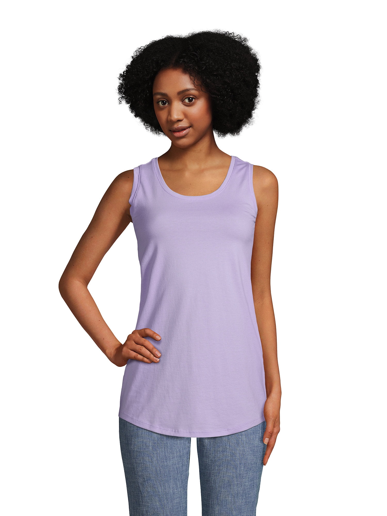 Lands' End Women's Petite Supima Cotton Scoop Neck Tunic Tank Top