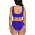 thumbnail image 3 of Wukai Darkblue Women's Bikini Set Two Piece,wimsuit High Waisted V Neck Twist Front Adjustable Spaghetti Straps Bathing Suit-, 3 of 7