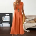 thumbnail image 2 of Trendy SMihono Linen Dresses for Womens Button Down Sleeveless Maxi Dress Casual Cotton Linen Tank Dress Summer Dress 2025 Orange XXL, 2 of 6