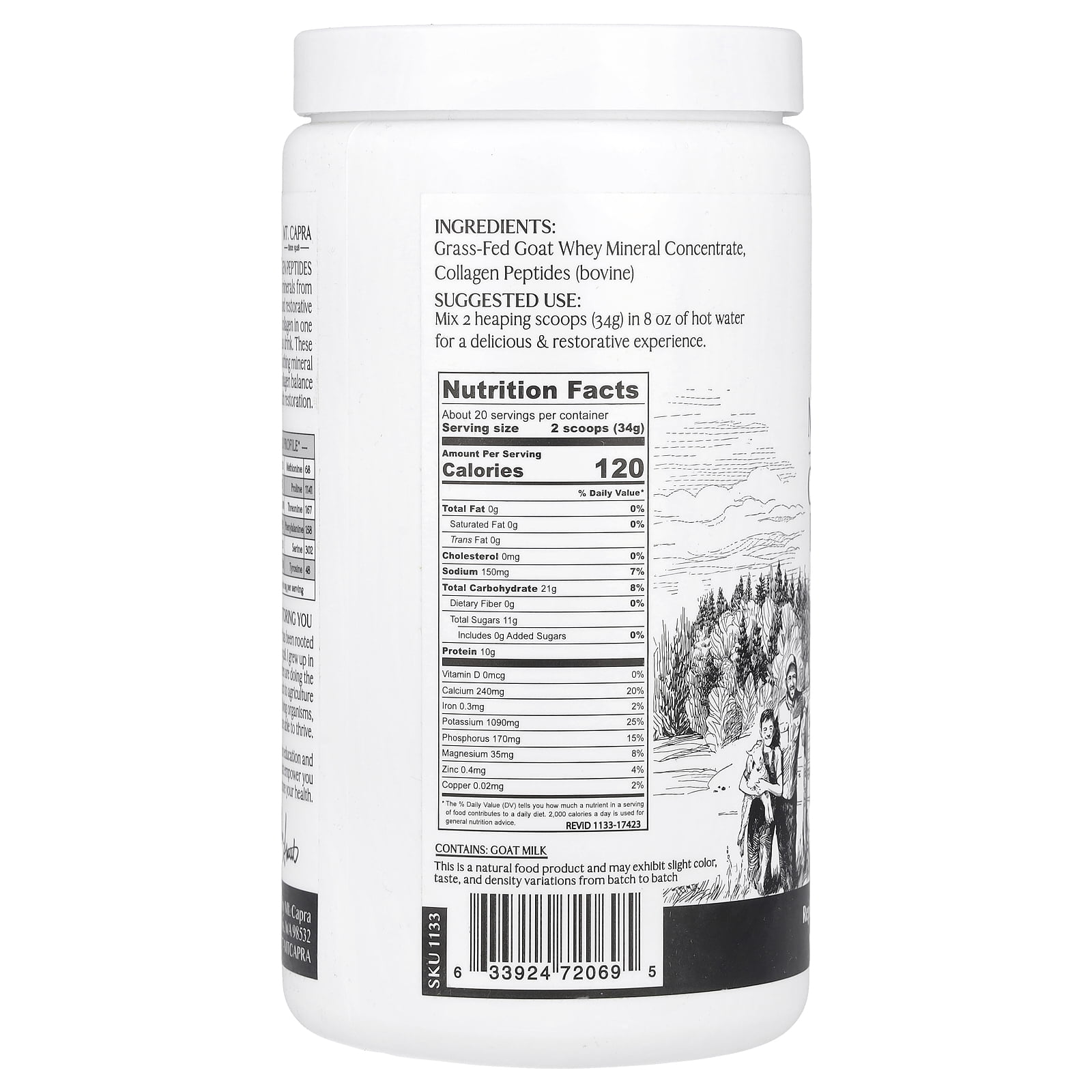 Mt. Capra Clean Minerals with Collagen Peptides, 23.8 oz (675 g)