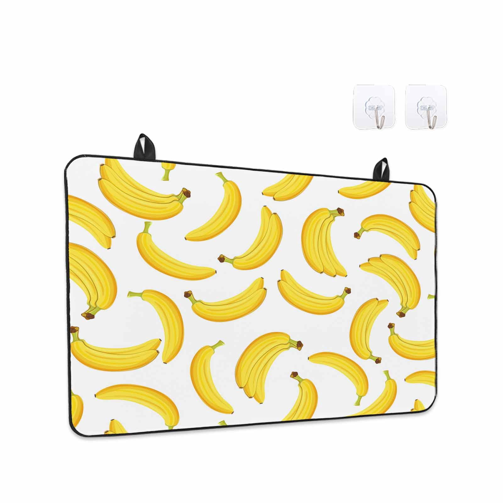 Yellow Banana Stove Top Cover for Electric Stove, Heat-proof & Non Slip Glass Top Stove Cover Protector, Summer Tropical Fruits Watercolor Kitchen Flat Cooktop Rubber Mat 24x21 Inches