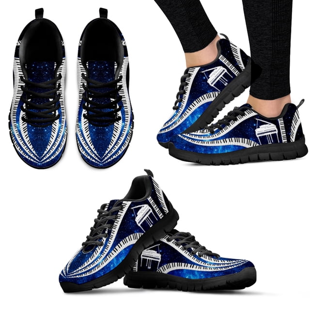 Zapatos planos de otoño para mujer, estilo artístico, con estampado de teclado de piano y notas musicales, de malla transpirable, informales, para mujer