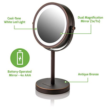 Ovente Lighted Tabletop Makeup Mirror 6 Inch Dual Sided 1x 7x This On Opens A Dialog That Displays Additional Images For With The Option To Zoom In Or Out