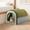 Green, variant on Covered Cat Bed - Removable Shelter for Small Pets, Soft Washable Tent Design with Fabric, Indoor Pet Hideaway for Cats, Puppies, and Small Animals in Home, Living Room, Bedroom, or Play Area