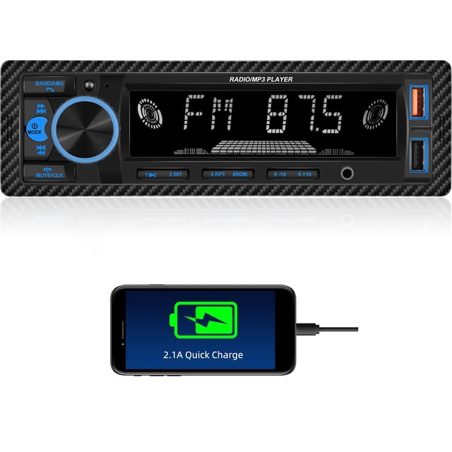 Radio manos libres Bluetooth UNITOPSCI Single DIN estéreo para coche