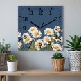 thumbnail image 6 of Daisy Wooden Wall Clock Silent Non Ticking, Spring Floral Summer Botanical Elegant Navy Blue Square Wall Clocks Battery Operated, Decor Clock for Home Office, Living Room, Kitchen, 12 Inch, 6 of 9