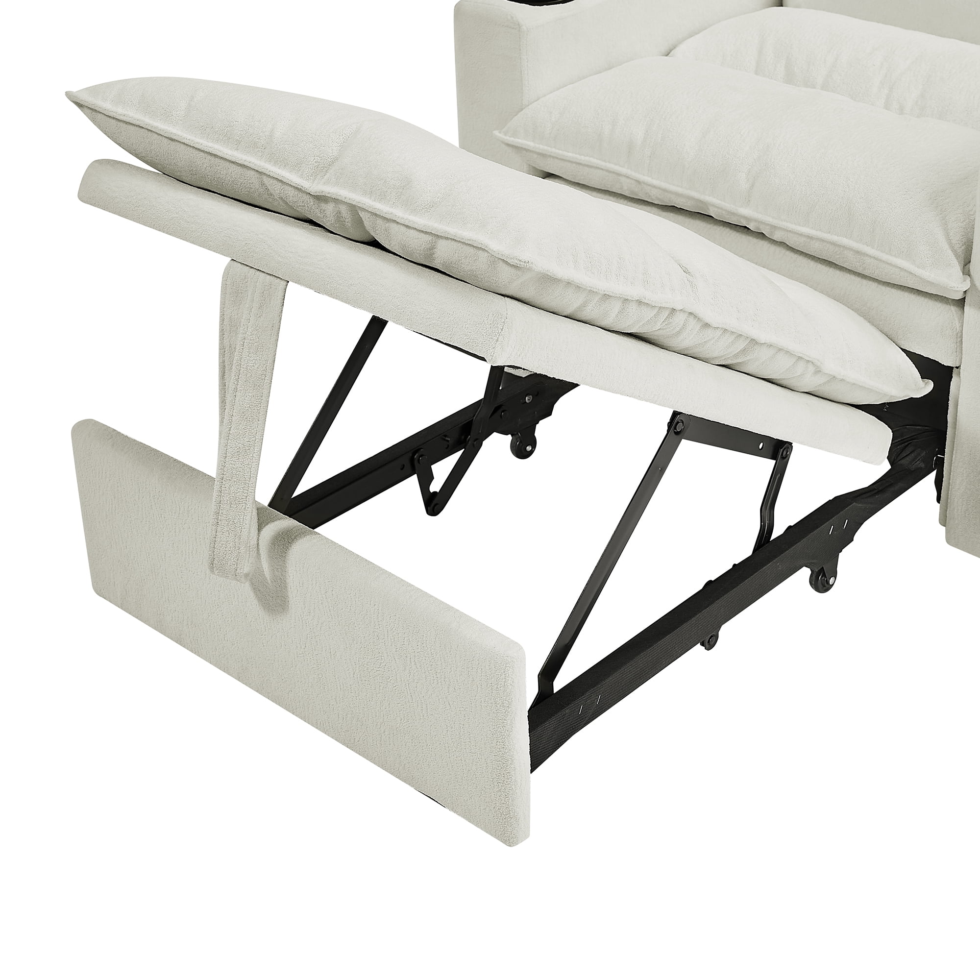 Aukfa Sleeper Sofa Chair Bed with Thick Pad and Cup Holders, Convertible Pull Out Sofa Couch, Beige