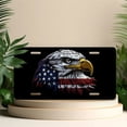 thumbnail image 4 of License Plate, Patriotic Eagle with Flag Feathers Decorative Front,Personalized Stainless Steel License Plate Cover For Men Women,12.2" X 6.2", 4 of 6