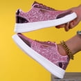 thumbnail image 5 of Women's Sequin Round Toe Platform Fashion Sneakers Casual Lace Up Glitter Bling Comfortable Walking Tennis Shoes Bedazzled Bride Wedding Party Trendy Shoes, 5 of 8