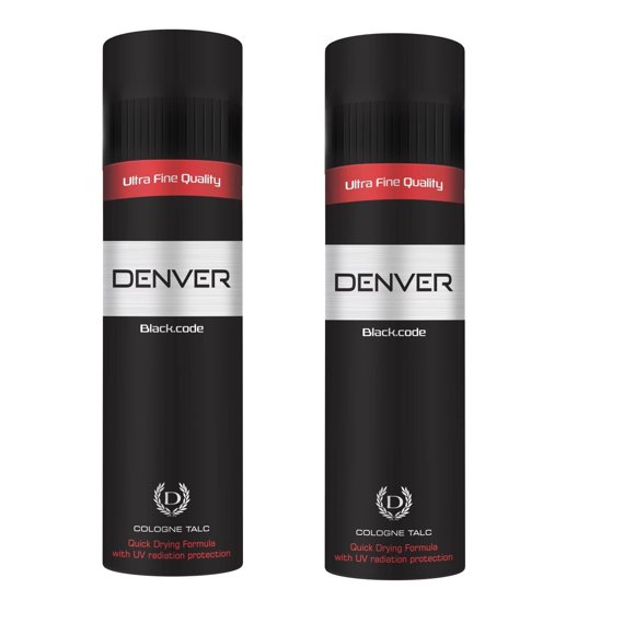 DENVER Black Code Talcum Powder,300g Each (Pack of 2)