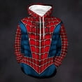 thumbnail image 2 of Unisex Spider Superhero Cosplay Hoodie, 3D Web Printed Long Sleeve Drawstring Hooded Sweatshirt Pullover for Halloween Party, Blue, S, 2 of 4