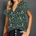 thumbnail image 2 of Zhouzou Women's Casual V Neck Floral Print Smocked Short Sleeve Chiffon Blouses Bohemian Top Shirts, 2 of 5