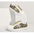 thumbnail image 3 of LUCKY STEP Stylish Star Low Top Lace Up Sneaker Comfort Walking Shoes,Gold Leopard Star,Womens, 3 of 10