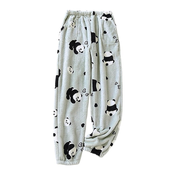 Wovix Women Cotton Joggers Pajama Pants with Pockets Fuzzy Pajama Pants PJ Pant Animal Graphic Thermal Underwear Bottom Daily Soft Loungewear
