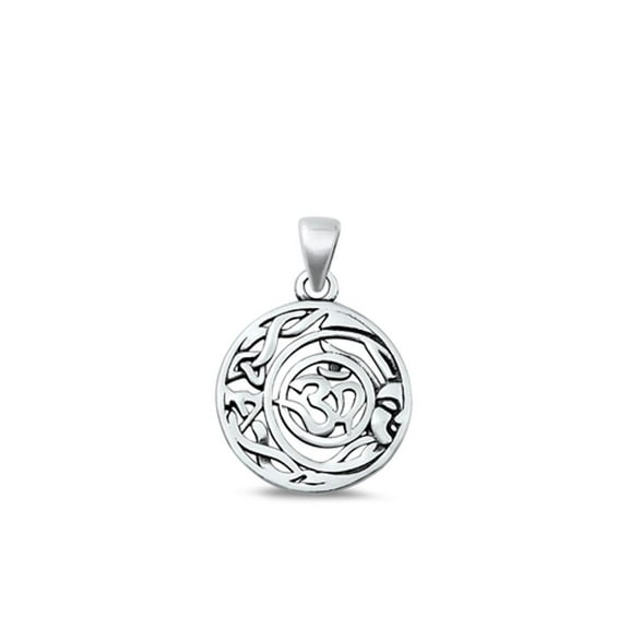 Sterling Silver High Polished Moon Sun Om Pendant Ohm Charm .925 New Jewelry Female Unisex