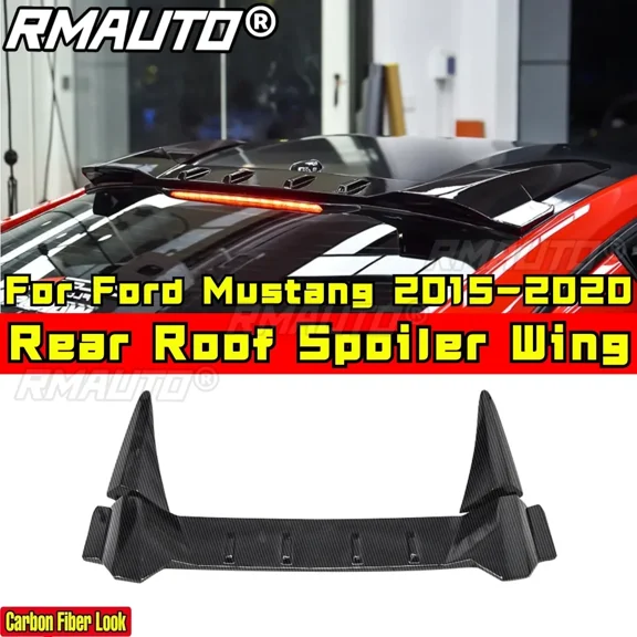For Ford Mustang 2015-2020 Body Kit Roof Spoiler Rear Trunk Wing Carbon Fiber Look Combat Style Rear Wing Car Accessories